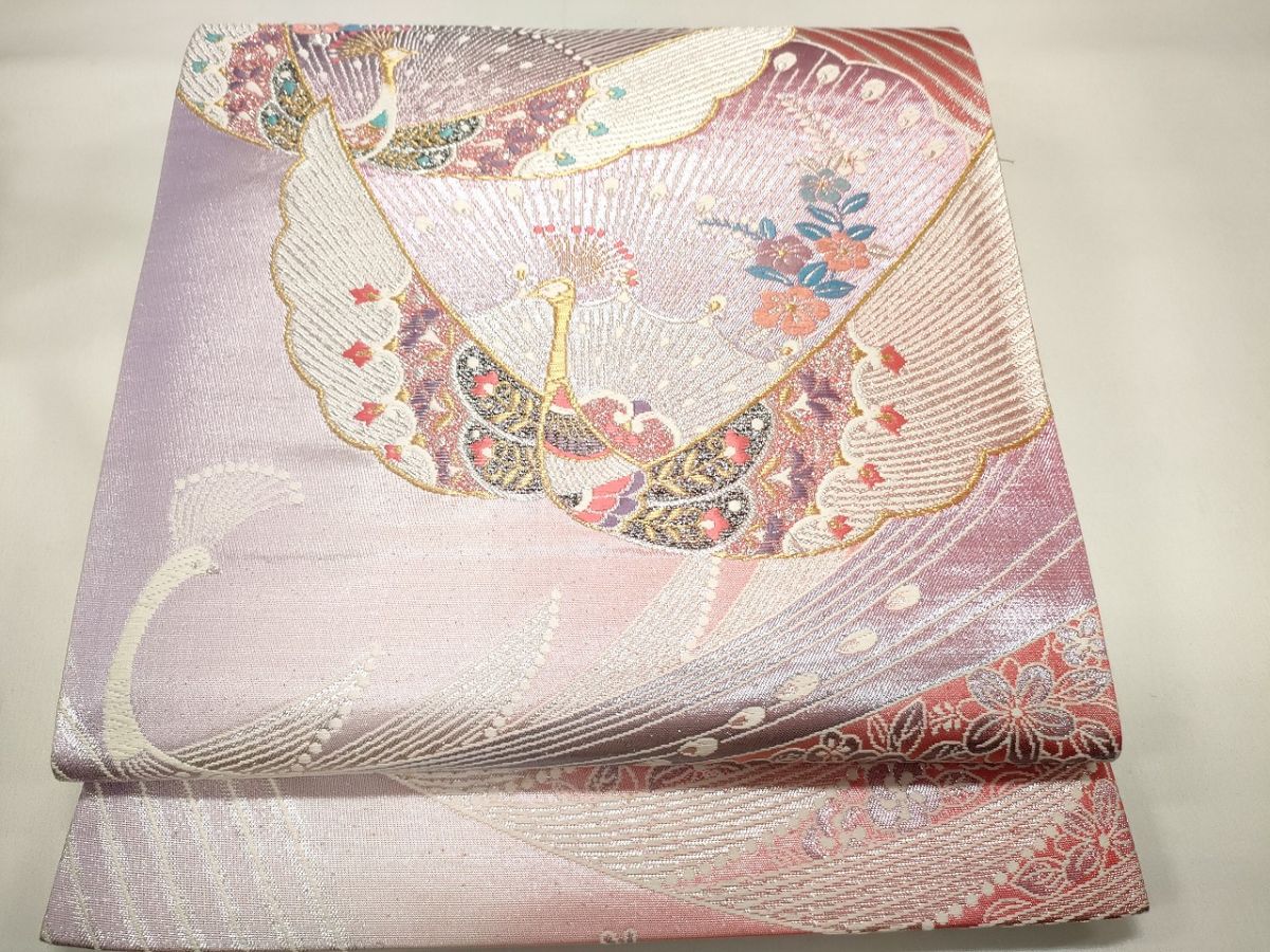 平和屋着物◎六通柄袋帯 唐織 孔雀花文 金銀糸 逸品 CAAG5454ak