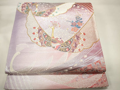 平和屋着物◎六通柄袋帯 唐織 孔雀花文 金銀糸 逸品 CAAG5454ak