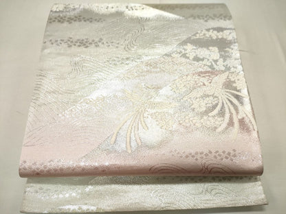 平和屋着物◎六通柄袋帯 立波鳳凰花文 銀糸 逸品 CAAG5435ak