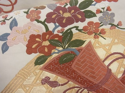 平和屋着物◎六通柄袋帯 唐織 花熨斗文 金糸 逸品 BAAI6368cm
