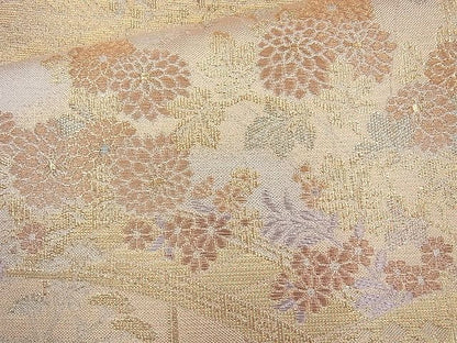 平和屋着物◎佐賀錦 六通柄袋帯 唐織 渡橋秋草文 金糸 逸品 BAAI6397cm