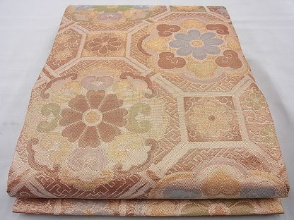 平和屋着物◎佐賀錦 六通柄袋帯 蜀江花文 金糸 逸品 BAAI6814cm