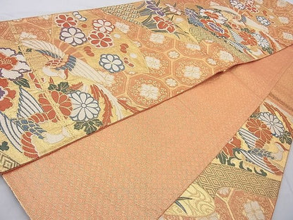 平和屋着物◎佐賀錦 六通柄袋帯 鳳凰花絵巻 金糸 逸品 BAAI6815cm