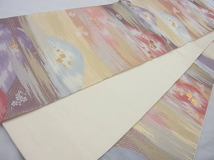 平和屋着物◎六通柄袋帯 箔散らし遠山霞文 金糸 逸品 BAAI6832cm