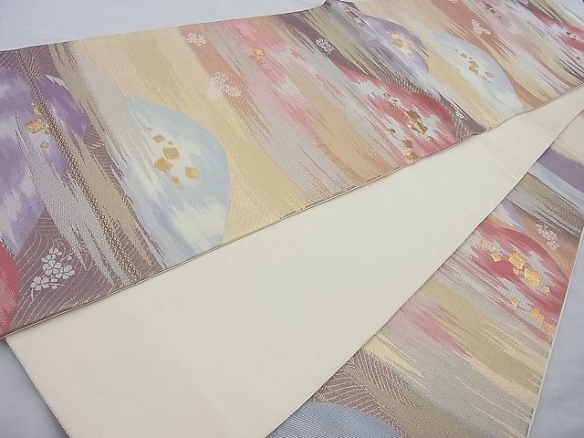 平和屋着物◎六通柄袋帯 箔散らし遠山霞文 金糸 逸品 BAAI6832cm