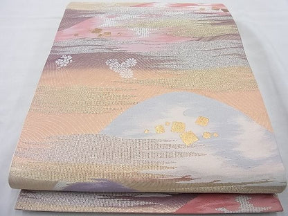 平和屋着物◎六通柄袋帯 箔散らし遠山霞文 金糸 逸品 BAAI6832cm