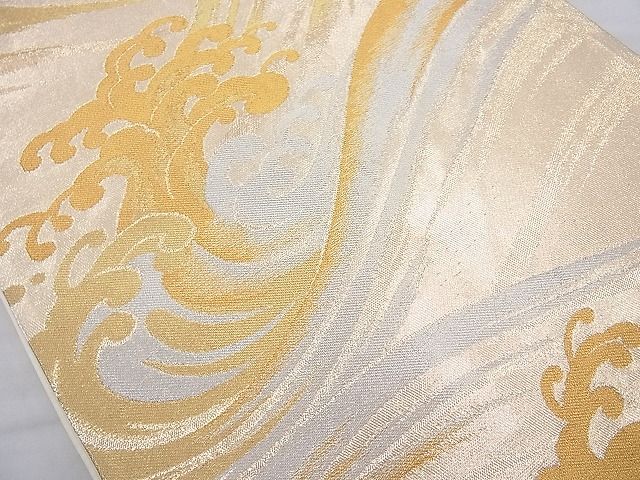 平和屋着物◎六通柄袋帯 立波文様 金銀糸 逸品 BAAI6846cm