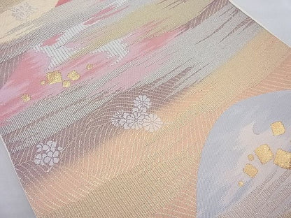 平和屋着物◎六通柄袋帯 箔散らし遠山霞文 金糸 逸品 BAAI6832cm