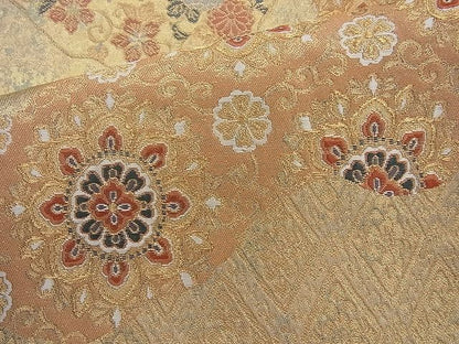 平和屋着物◎六通柄袋帯 唐織 銀紫煌 道長小紬華文 金糸 逸品 BAAI6854cm