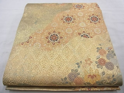 平和屋着物◎六通柄袋帯 唐織 銀紫煌 道長小紬華文 金糸 逸品 BAAI6854cm