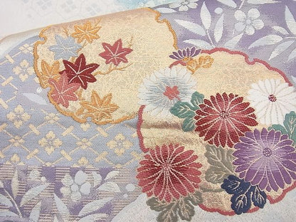 平和屋着物◎六通柄袋帯 唐織 清華有職文 絵染錦 金糸 逸品 BAAI6872cm