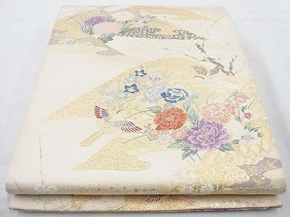 平和屋着物◎六通柄袋帯 唐織 遠山流水花鳥文 金糸 逸品 BAAI6879cm