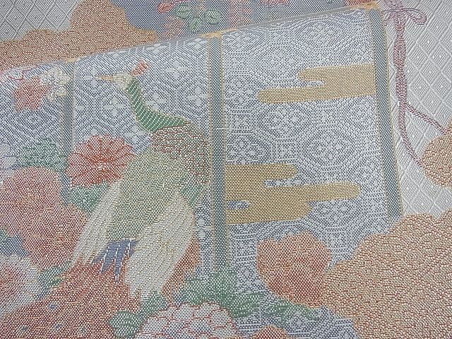 平和屋着物◎宝舞本佐賀錦 六通柄袋帯 孔雀几帳花文 九百錦 金銀糸 逸品 BAAI6892cm