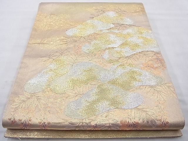 平和屋着物◎六通柄袋帯 光琳松 金銀糸 逸品 BAAI6926cm