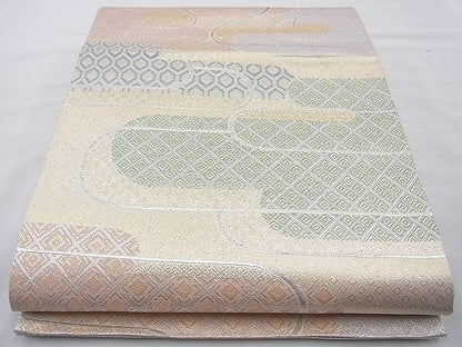 平和屋着物◎佐賀錦 六通柄袋帯 ヱ霞有職文 金銀糸 逸品 BAAI6924cm