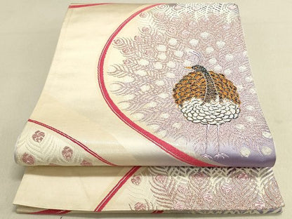 平和屋着物◎六通柄袋帯 孔雀文 金糸 逸品 DAAH9027mz