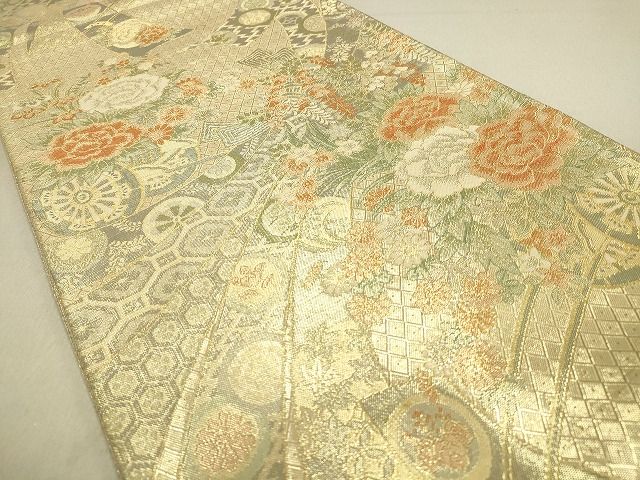 平和屋着物◎佐賀錦 六通柄袋帯 花車文 金糸 逸品 DAAH9035mz