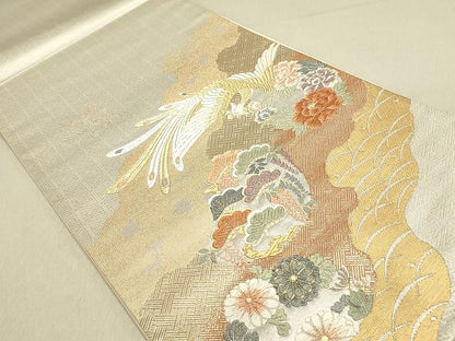 平和屋着物◎六通太鼓柄袋帯 鳳凰花文 金銀糸 逸品 DAAH9039mz