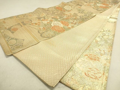 平和屋着物◎佐賀錦 六通柄袋帯 花車文 金糸 逸品 DAAH9035mz
