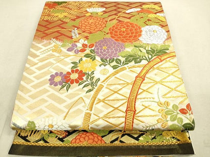 平和屋着物◎六通柄袋帯 唐織 花籬文 金糸 逸品 DAAG7844rt