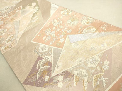 平和屋着物◎六通柄袋帯 色紙重ね草花文 金銀糸 逸品 DAAG7829rt