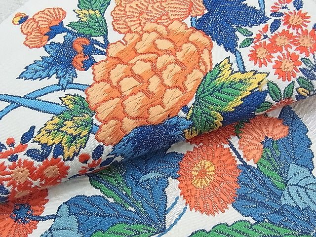 平和屋着物◎六通柄袋帯 唐織 亀甲花丸文 銀糸 逸品 BAAI5652qt