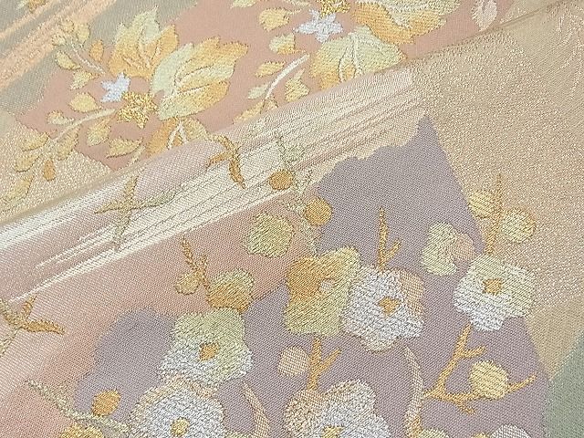袋帯　色紙模様　箔模様　吹き寄せ文様　流線　金糸　着物　053a p 平和屋着物◎六通柄袋帯 色紙取琳派文様 金銀糸 逸品 BAAI5674qt