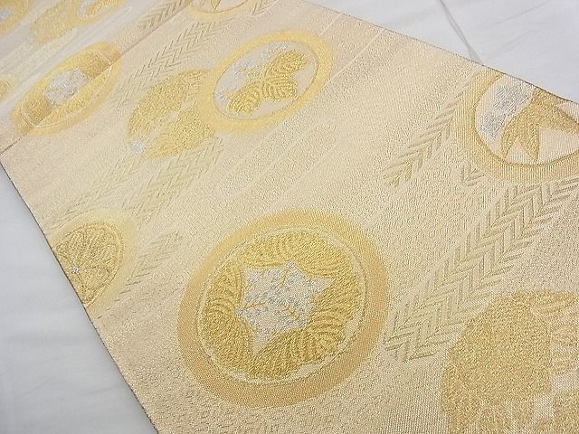袋帯 六通 縞 辻ヶ花 草花 24M410f