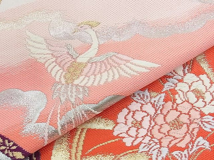 平和屋着物◎六通柄袋帯 唐織 鳳凰扇面花文 金銀糸 逸品 BAAI5792qt