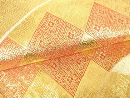 平和屋着物■佐賀錦 両面六通柄袋帯 花蝶丸文 金銀糸 逸品 DAAH6108sf