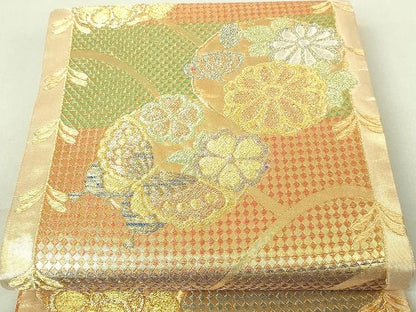 平和屋着物■佐賀錦 両面六通柄袋帯 花蝶丸文 金銀糸 逸品 DAAH6108sf
