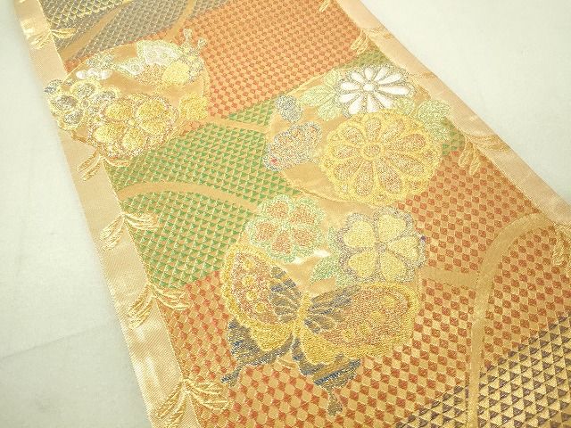 平和屋着物■佐賀錦 両面六通柄袋帯 花蝶丸文 金銀糸 逸品 DAAH6108sf