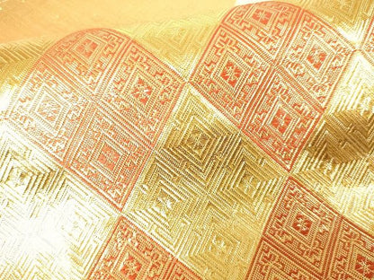 平和屋着物■佐賀錦 両面六通柄袋帯 花蝶丸文 金銀糸 逸品 DAAH6108sf