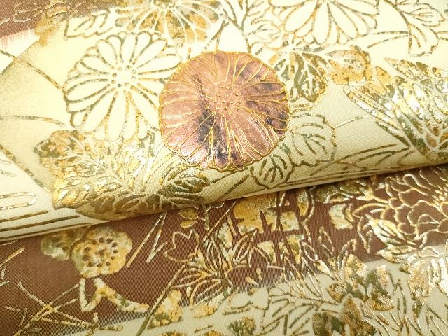 平和屋着物■西陣　全通柄袋帯　地紙花鳥文　金銀彩　逸品　DAAH6116sf