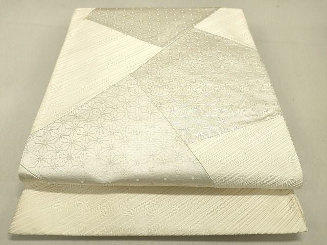平和屋着物◎西陣 六通柄袋帯 切嵌 麻の葉文 銀糸 逸品 DAAG4823fe