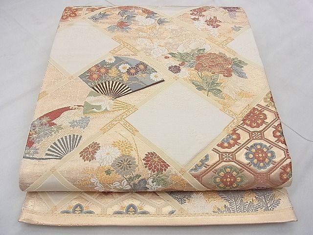 平和屋着物◎六通柄袋帯　唐織　桃山天井絵文　金糸　逸品　BAAJ0442qt