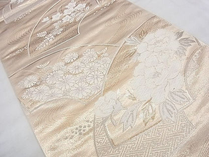 平和屋着物◎西陣 六通柄袋帯 唐織 地紙秋草文 金銀糸 逸品 BAAJ0441qt