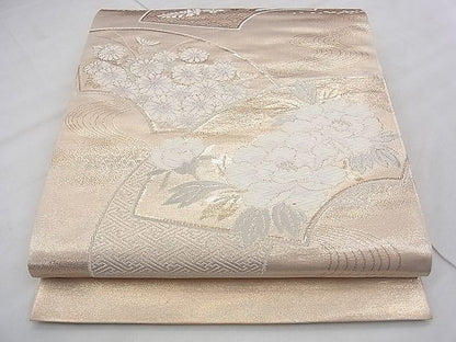 平和屋着物◎西陣 六通柄袋帯 唐織 地紙秋草文 金銀糸 逸品 BAAJ0441qt