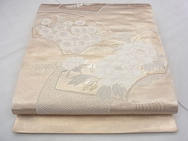 平和屋着物◎西陣 六通柄袋帯 唐織 地紙秋草文 金銀糸 逸品 BAAJ0441qt