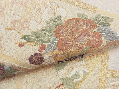 平和屋着物◎六通柄袋帯　唐織　桃山天井絵文　金糸　逸品　BAAJ0442qt
