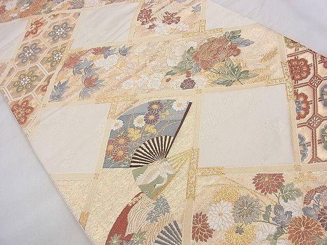 平和屋着物◎六通柄袋帯　唐織　桃山天井絵文　金糸　逸品　BAAJ0442qt