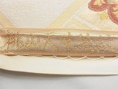 平和屋着物◎六通柄袋帯　唐織　桃山天井絵文　金糸　逸品　BAAJ0442qt