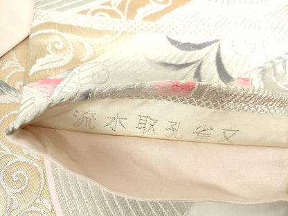 平和屋着物◎六通柄袋帯 唐織 流水取孔雀文 銀糸 逸品 DAAG9596op