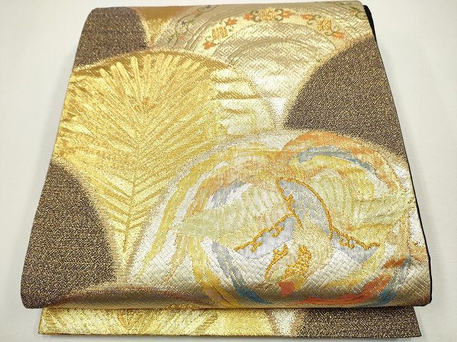 平和屋着物■六通柄袋帯 鳳凰草花文 金糸 逸品 CAAH9401hy