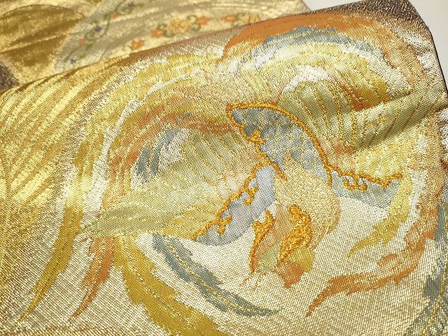 平和屋着物■六通柄袋帯 鳳凰草花文 金糸 逸品 CAAH9401hy