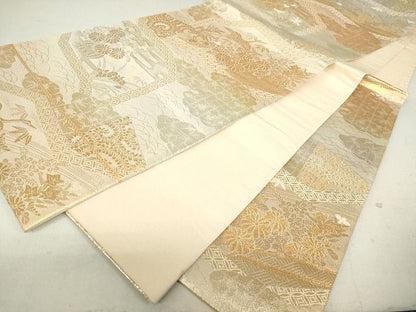 平和屋着物◎六通柄袋帯 屏風飛鶴花文 金糸 逸品 DAAG9684op