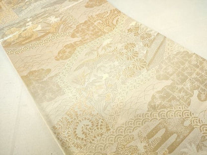 平和屋着物◎六通柄袋帯 屏風飛鶴花文 金糸 逸品 DAAG9684op