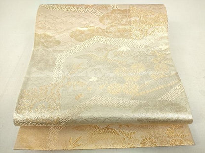 平和屋着物◎六通柄袋帯 屏風飛鶴花文 金糸 逸品 DAAG9684op