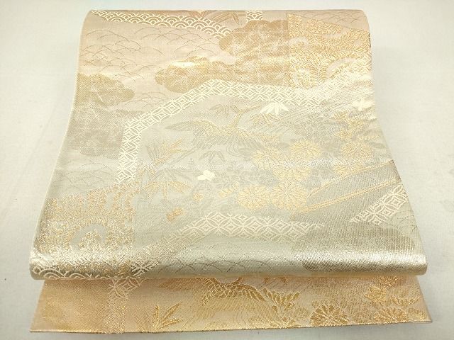 平和屋着物◎六通柄袋帯 屏風飛鶴花文 金糸 逸品 DAAG9684op