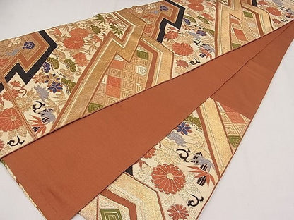 平和屋着物◎六通柄袋帯 松皮菱草花文 金糸 逸品 CAAH2021dx